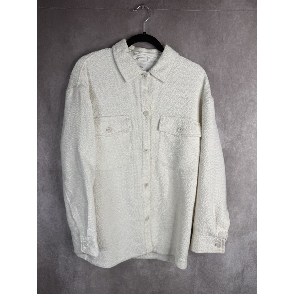 Aritzia Babaton Joan Shirt Oversized Lined Tweed Shacket Jacket In White Sz 2